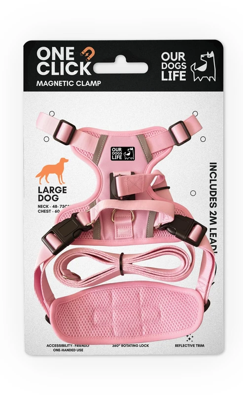 Magnetic Dog Harness & 2M Lead Set | One-Hand Easy Lock Harness for All Dogs | Reflective, Breathable, No-Pull Design with 360° Swivel Buckle | SGS Tested Strong & Safe