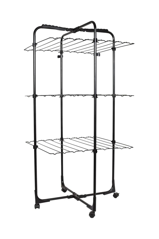 Hills Premium 3 Tier Mobile Tower Airer – steel drying rack with wheels, space‑saving design
