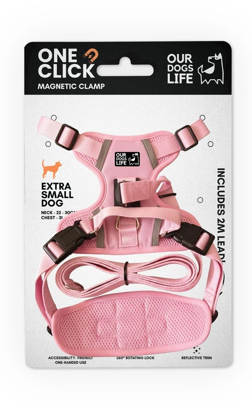 Magnetic Dog Harness & 2M Lead Set | One-Hand Easy Lock Harness for All Dogs | Reflective, Breathable, No-Pull Design with 360° Swivel Buckle | SGS Tested Strong & Safe