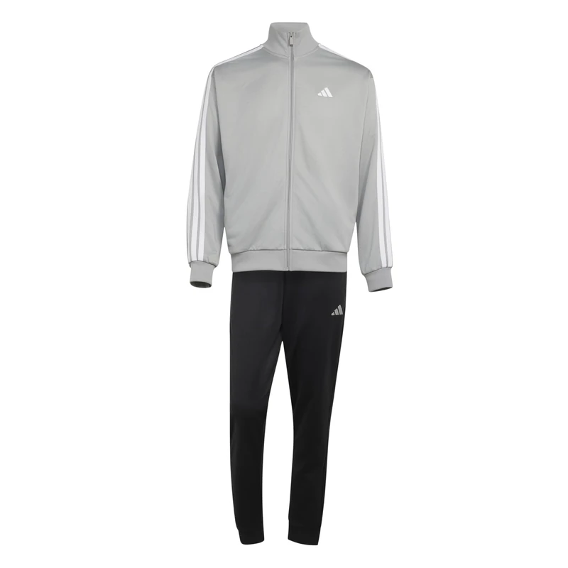 adidas Men's 3-Stripes French Terry Track_Suit, medium grey heather/white, S Short