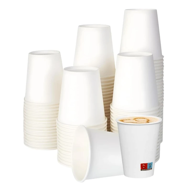 Disposable White Paper Cups | Durable, Thermal for Cappuccino, Herbal Tea, Cocktails Drinks Take Away | Eco-friendly, Compostable, Recyclable for Bars, Events, Offices, Catering (190 ml (1000 Pieces))