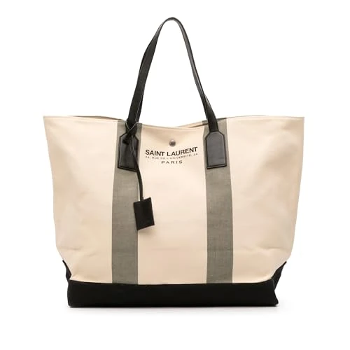 Saint Laurent Pre-Loved Canvas East West Beach Shopping Tote