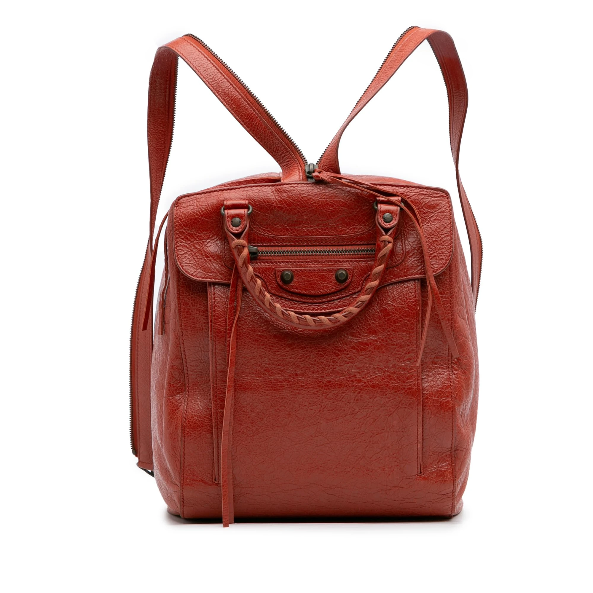 Balenciaga Pre-Loved Lambskin Motocross Classic Traveler Convertible Backpack