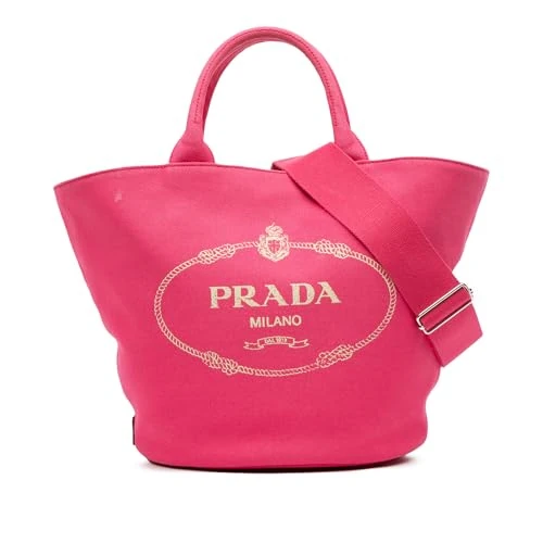Prada Pre-Loved Medium Canvas Canapa Logo Convertible Shopping Tote Bag