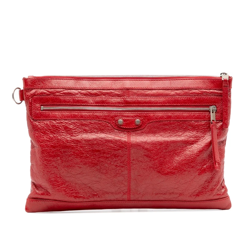 Balenciaga Pre-Loved Lambskin Motocross Classic Clip L Clutch Bag