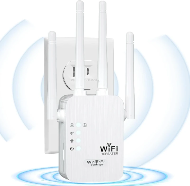 2025 Newest WiFi Extender, WiFi Booster, WiFi Repeater, 4 *Antennas Covers Up to 3800 Sq.ft and 45 Devices, Internet Booster - with Ethernet Port, Quick Setup, Home Wireless Signal Booster (White)