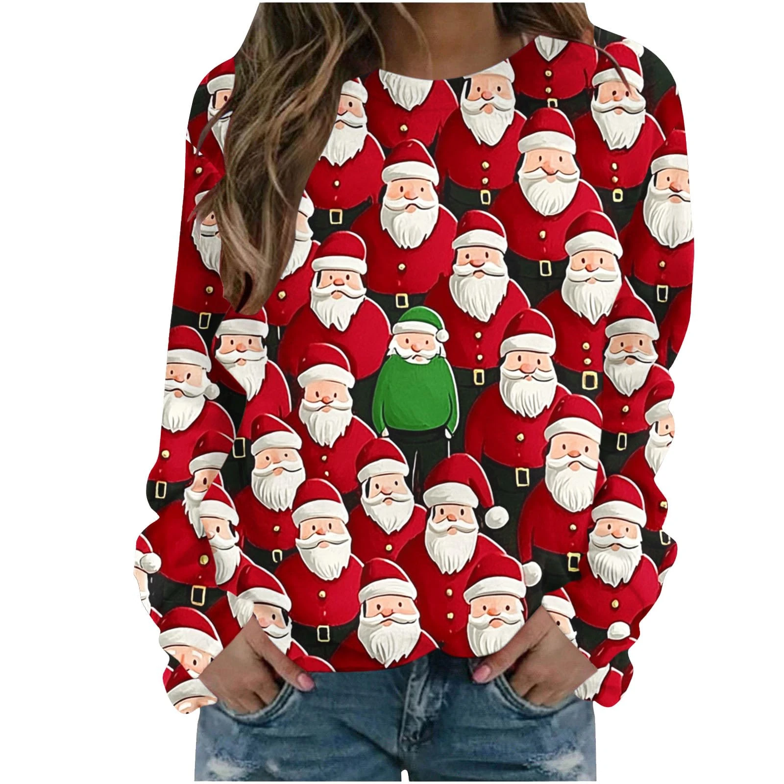 NSICBMNO Ladies Christmas Tops Funny Xmas Jumpers Christmas T Shirts Skims Long Sleeve Top Pirate Shirt Women Ladies Fleece Sweatshirts Without Hood Jumpers Size 18 Black Sweater V Neck