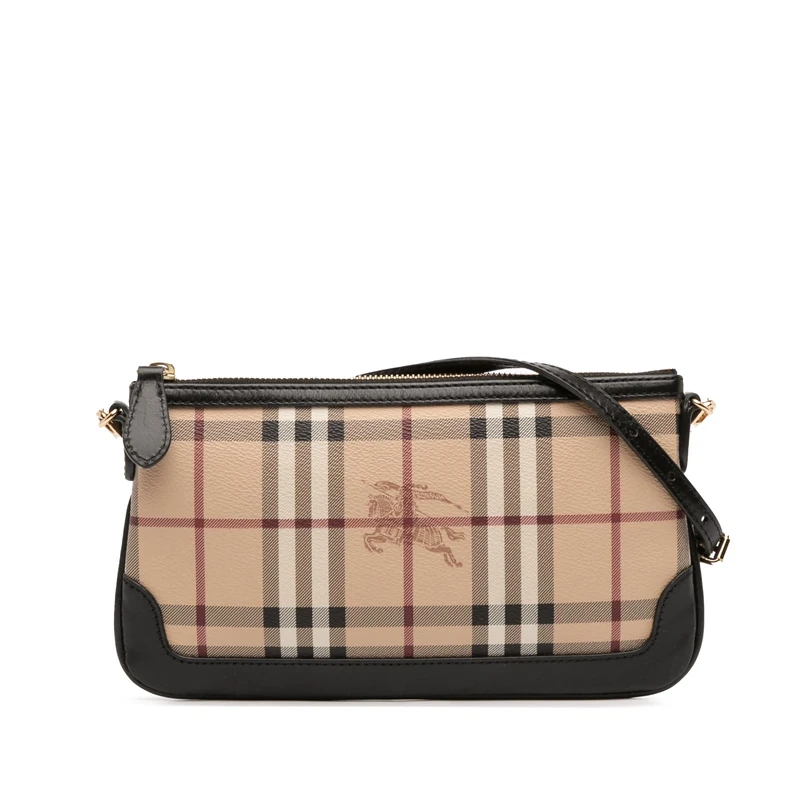 BURBERRY Pre-Loved Haymarket Check Coated Canvas Crossbody Bag