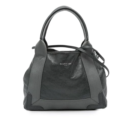 Balenciaga Pre-Loved Leather Navy Cabas Satchel XS Handbag
