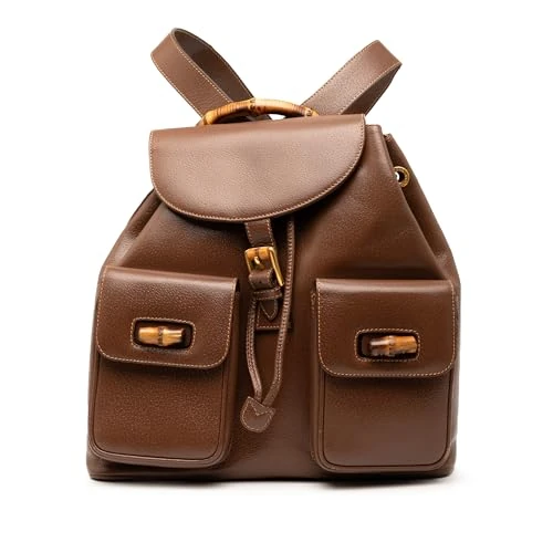 Gucci Pre-Loved Calfskin Bamboo Drawstring Backpack