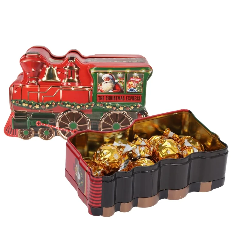 Christmas Chocolate - Christmas Train Tin With Assorted Foiled Chocolates, Advent Sweets For Kids, Individually Wrapped, Chocolate Gift Box, Xmas Sweets Mix Chocolate Coins, Santa