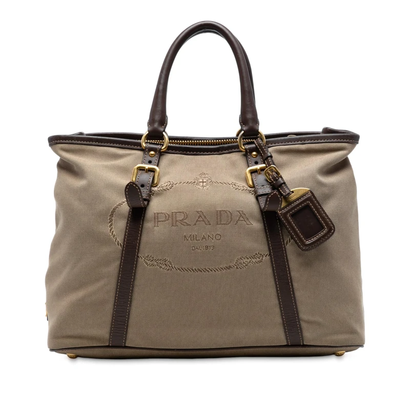 Prada Pre-Loved Canvas Canapa Logo Satchel Handbag