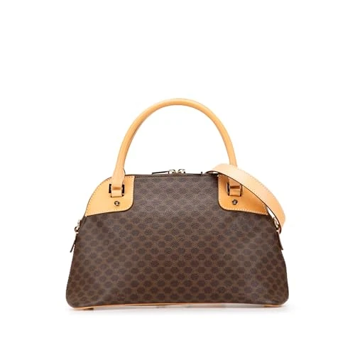 Celine Pre-Loved Macadam Coated Canvas Dome Satchel Handbag
