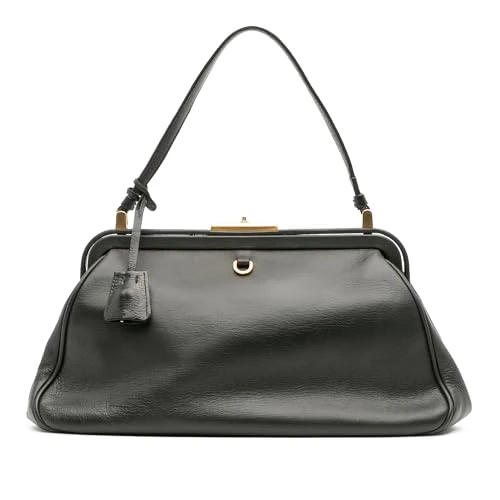 Prada Pre-Loved Goatskin Top Lock Frame Handbag