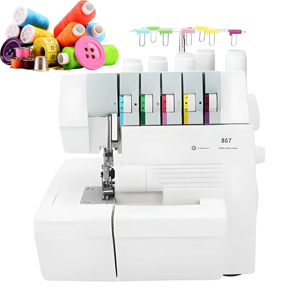 Coverstitch Overlock Sewing Machine, Heavy-Duty Serger with 2-3-4-5 Stitch Capability, Snap-on Presser Feet for Beginners and Professionals