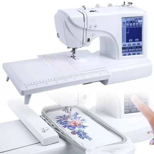 Automatic Embroidery Machine with 158 Designs, LCD Touch Screen, 210 Letters, 30 Borders for Sewing and Crafting