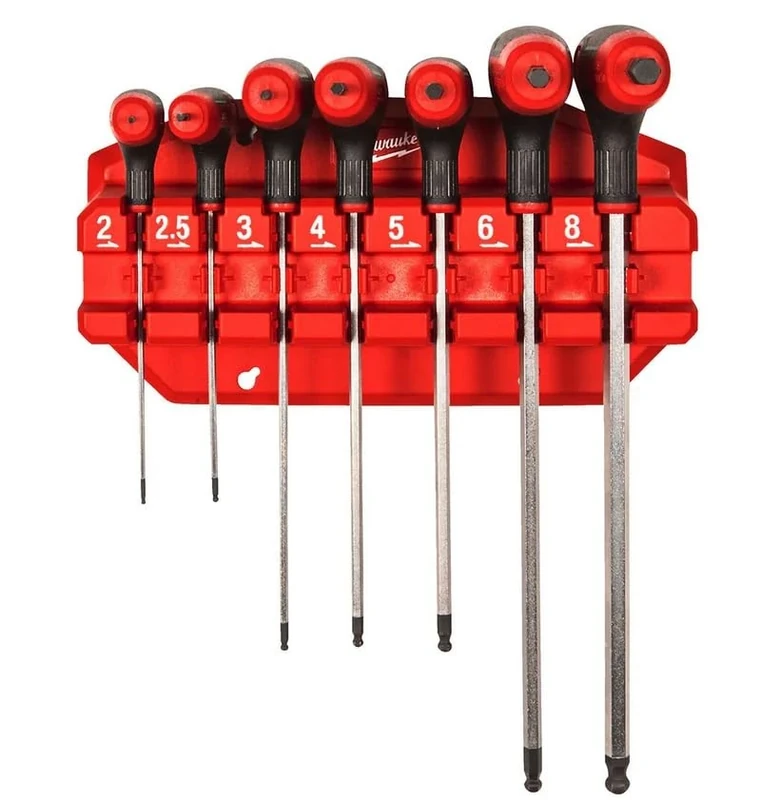 Milwaukee 4932498677 7 Pieces Hex Key Wrenches with Comfort Grip Set with Rack