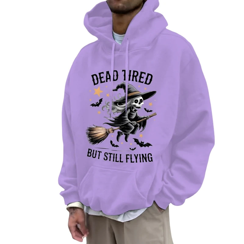 Halloween Hoodies for Mens Blood Print Hooded Spooky Horror Knit Button Drawstring Skull Trendy Autumn Jumpers Cozy Sweater Loungewear Festive Celebration Top Purple