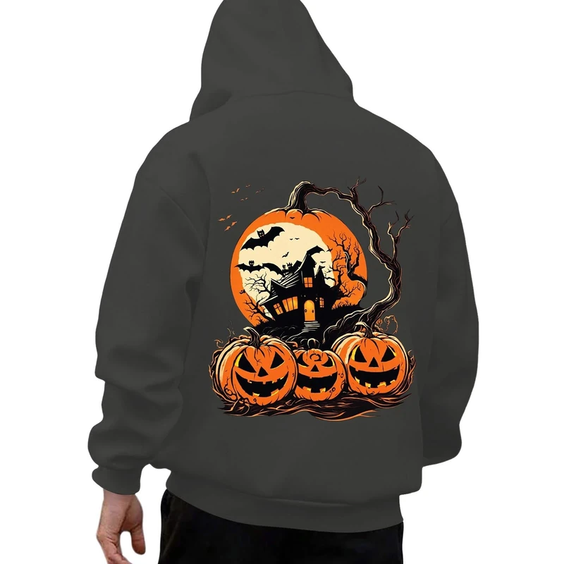 Halloween Costumes for Mens 3D Print Fleece Hooded Retro Contrast Hoodie Stretchy Comfortable Casual Stylish Pullover Cotton Linen Blend Funny Costume Outfit Light Gray