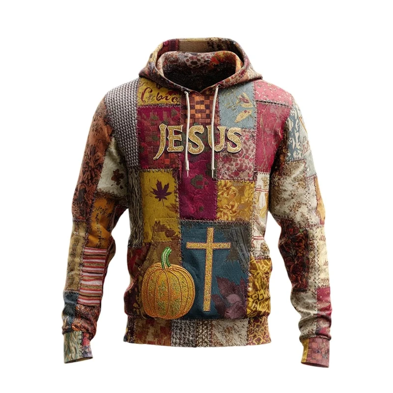 Halloween Hoodies for Mens Skeleton Pullover Sweatshirt Patchwork Stitched Knit Button Drawstring Skull Trendy Autumn Jumpers Fleece Warm Hooded Festive Celebration Top