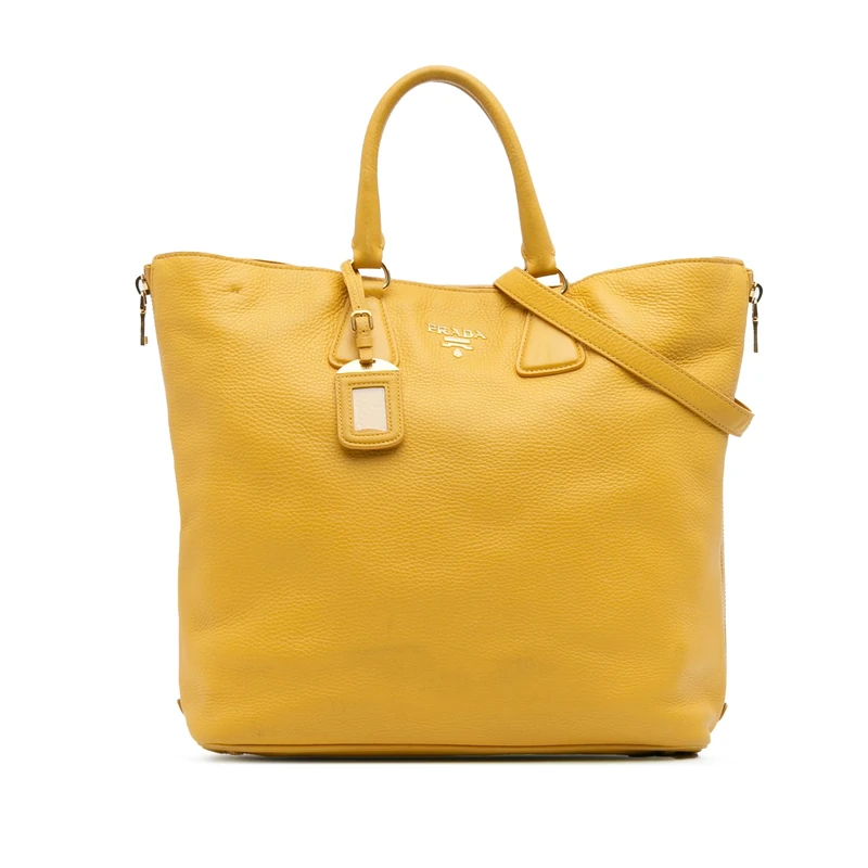 Prada Pre-Loved Vitello Daino Side Zip Open Convertible Tote Handbag