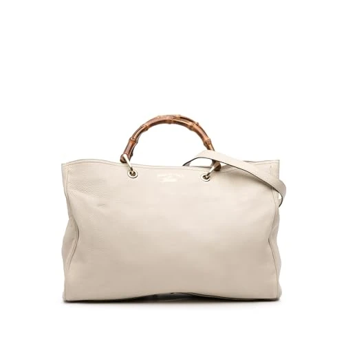 Gucci Pre-Loved Large Calfskin Bamboo Shopper Satchel Handbag