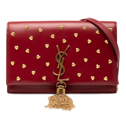 Yves Saint Laurent Pre-Loved Calfskin Heart Studded Classic Monogram Kate Tassel Wallet On Chain Handbag Crossbody Bag