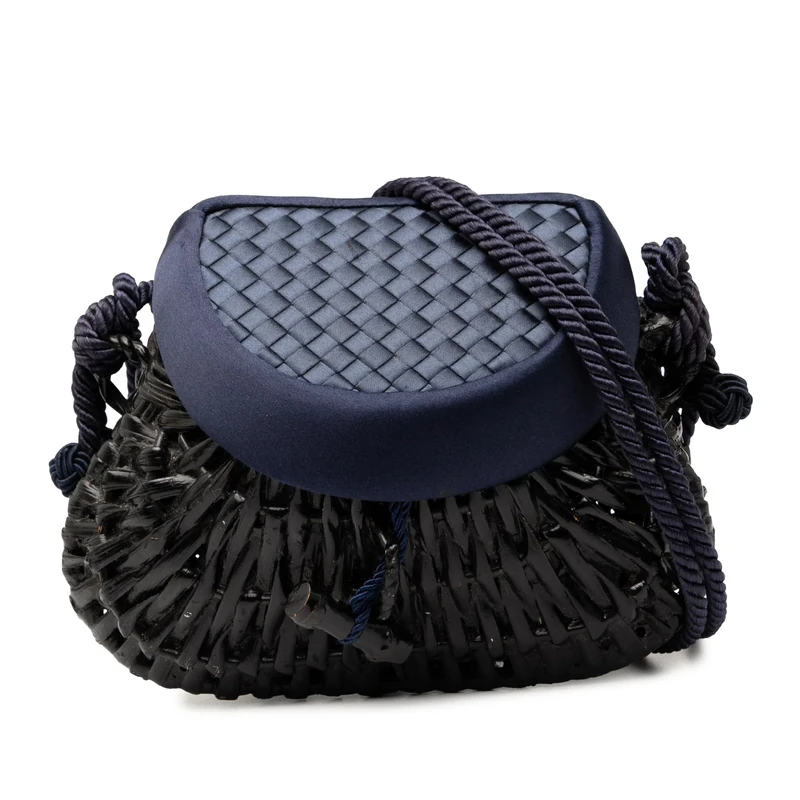 Bottega Veneta Pre-Loved Satin Intrecciato And Wicker Crossbody Bag