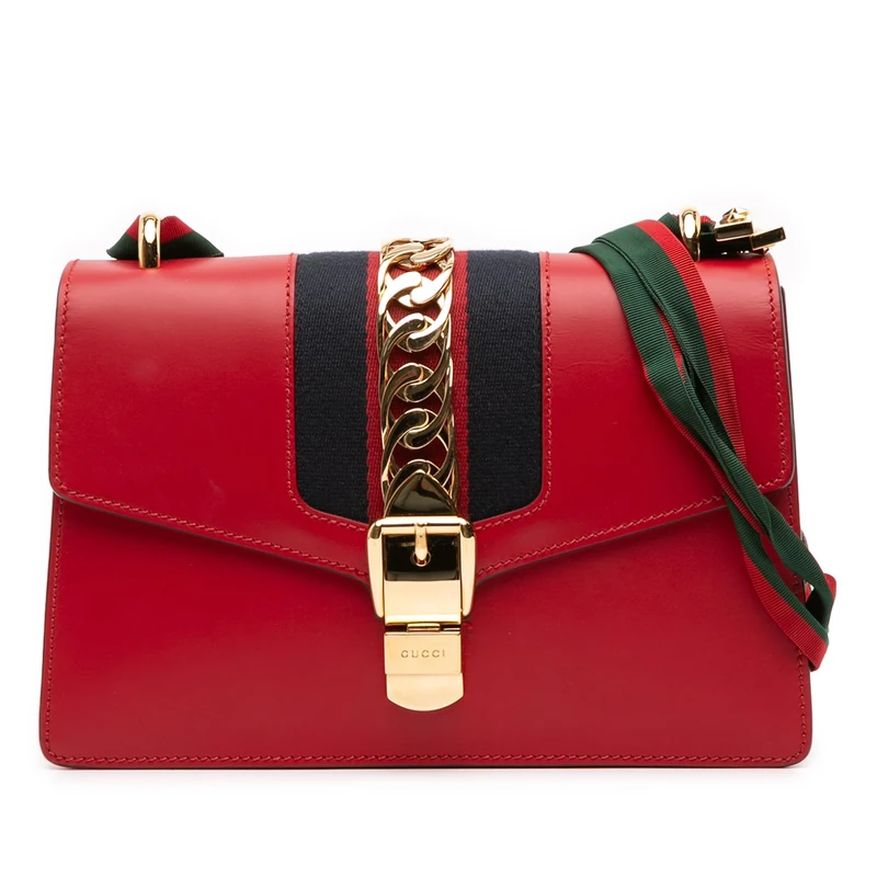Gucci Pre-Loved Small Leather Sylvie Web Satchel Handbag