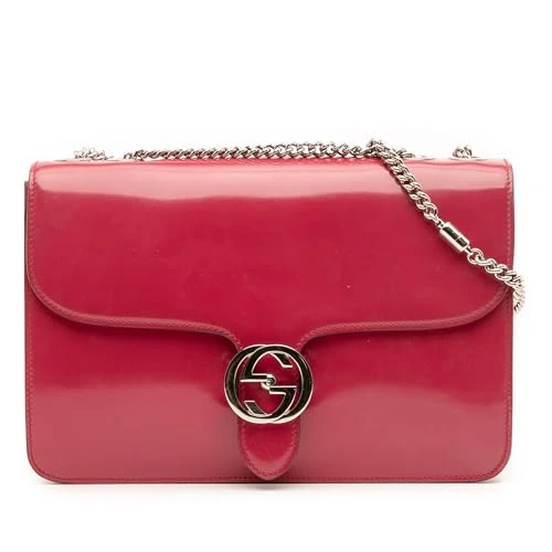 Gucci Pre-Loved Medium Patent Dollar Interlocking G Crossbody Bag