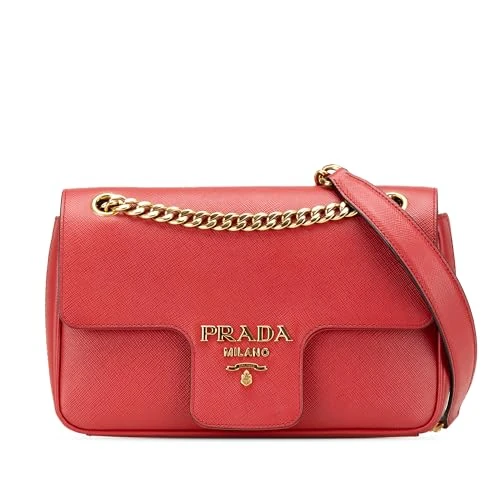 Prada Pre-Loved Saffiano Pattina Chain Crossbody Bag