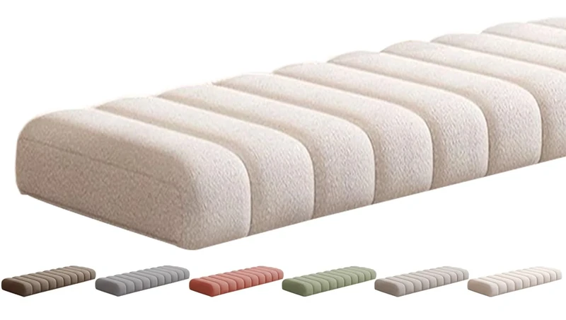 VEAI Outdoor/Indoor Bench Cushion - 120/150/80/90/130/180/100 cm 2/3 seater Non-Slip Seat Pad for Bay Windows, Long Chairs, Dining benches, Swings, Sofas & Porch Furniture with Zipper(White,50x150CM)