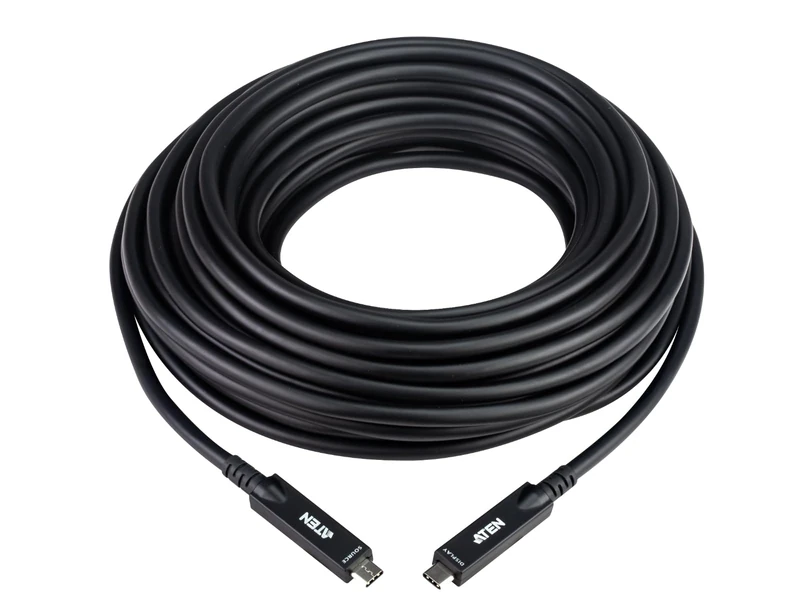 ATEN UE3415F Active Ultra HD Optical Cable with USB-C - Black, 15m