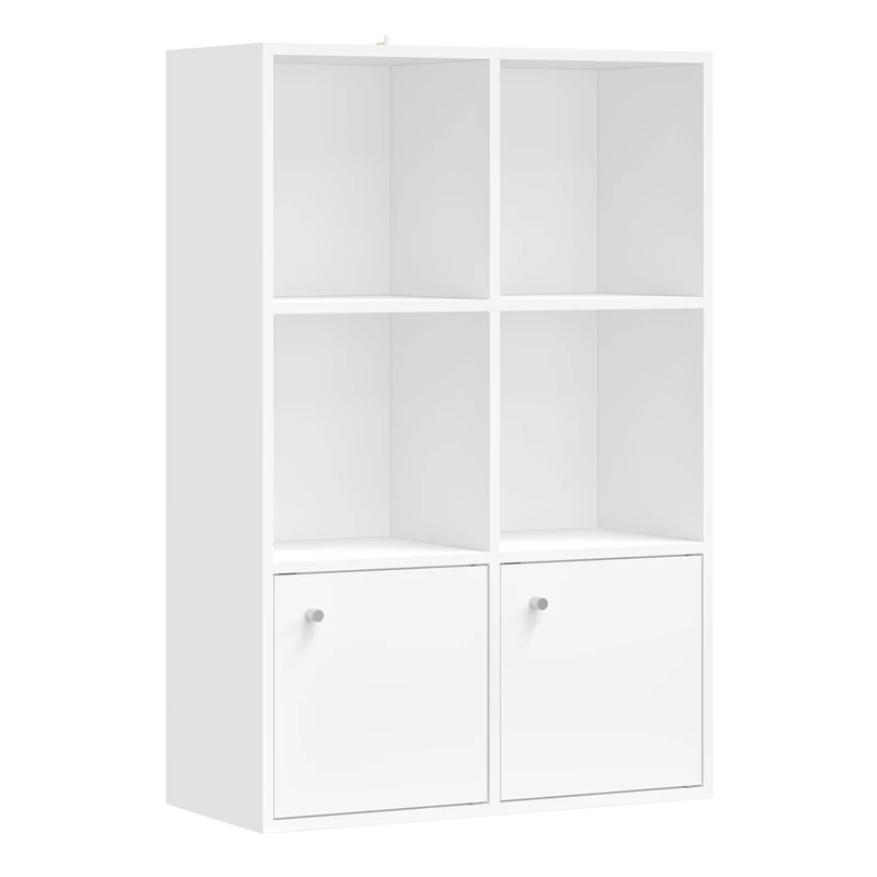VASAGLE Bookcase, 3-Tier Bookshelf, Display Shelf, Shelving Unit, with 2 Bottom Cabinets, for Living Room, Home Office, Dining Room, 29 x 65.8 x 97.8 cm, Cloud White CUSTOS Collection LBC506WB01