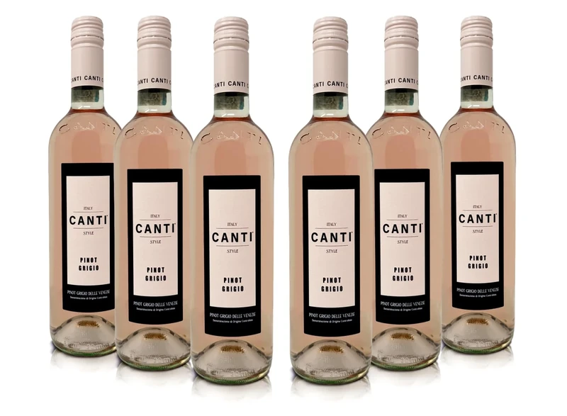 Canti - Pinot Grigio delle Venezie D.O.C. Essence, Italian Rosè Dry Wine, Fresh Peachy Flavor With Vibrant Berries and Stone Fruit Taste, 6x750 ml