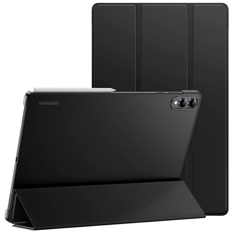 JETech Case for Samsung Galaxy Tab S11 Ultra, Translucent Back Tri-Fold Stand Protective Tablet Cover, Support S Pen Pairing, Auto Wake/Sleep (Black)