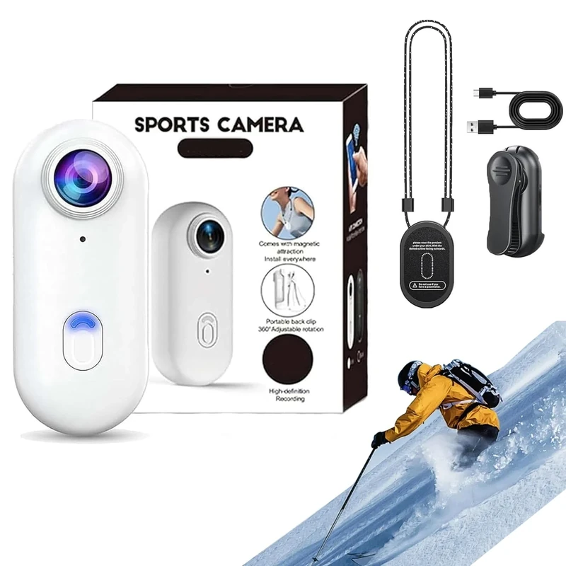 Pov Camera, Pov Pro 4k Camera, 4s Body Cameras Wearable, 4k Hd Thumb Action Cameras with Clip Mount, 170° Wide Angle, for Cycling, Ski and Outdoors Activities (White-4K Simple,No Card)