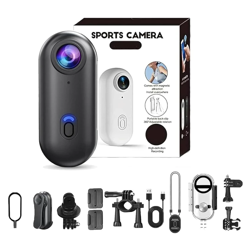 Pov Camera, Pov Pro 4k Camera, 4s Body Cameras Wearable, 4k Hd Thumb Action Cameras with Clip Mount, 170° Wide Angle, for Cycling, Ski and Outdoors Activities (Black-4K Simple,No Card)