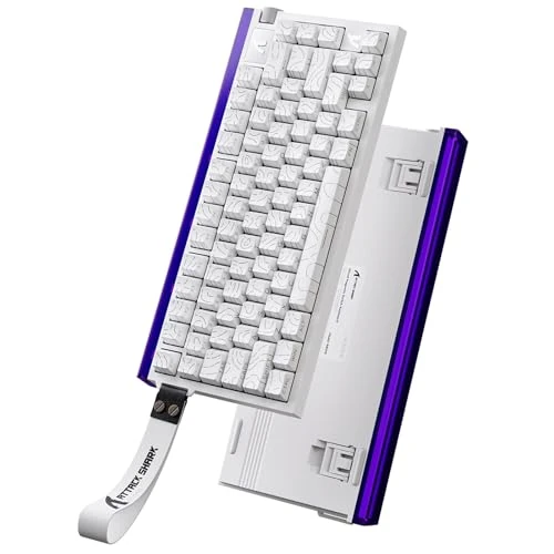 MAMBASNAKE x ATTACK SHARK R85HE 75% Wired Magnetic Keyboard, Mechanical Switch, 8000Hz Polling Rate, Rapid Trigger, 0.005mm RT Accuracy, 0.08ms Latency,RGB Backlit Box for PC/MAC (White Contour)