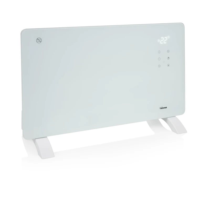 Tristar Glass Panel Heater with Wi-Fi – 1000W – 2 Heat Settings (500/1000W) – Adjustable Thermostat – LED Display – Free Standing or wall-mountable – White - KA-5170BS
