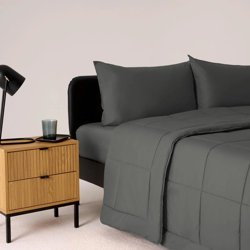 Bassetti Double Quilt, Grey, 100% Cotton Fabric and Filling 100% Polyester, 260 x 260 cm