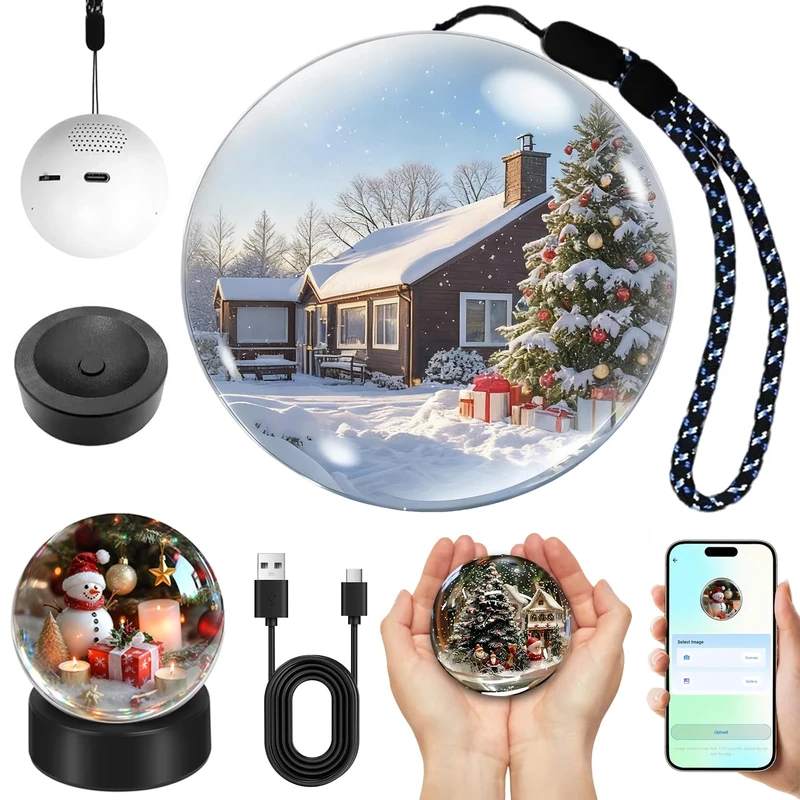 Memory Sphere, 2.76" Memory Orb Crystal Ball Video Player Supports WiFi, 3D LED Photo & Video Sphere Lamp with Sound, Personalised Gifts for Women Girlfriend Valentine's Day Birthday Anniversary