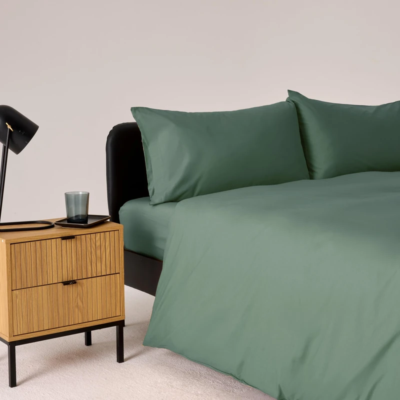 Bassetti Single Duvet Cover Set, Sage, 100% Cotton, 155 x 200 cm