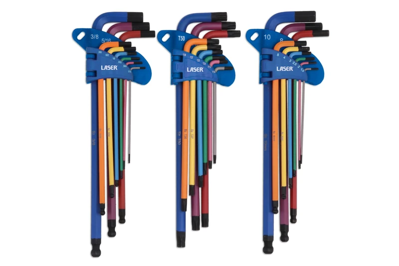 Laser 9244 Extra Long Series Colour Coded Hex & Star Key Set 27pc