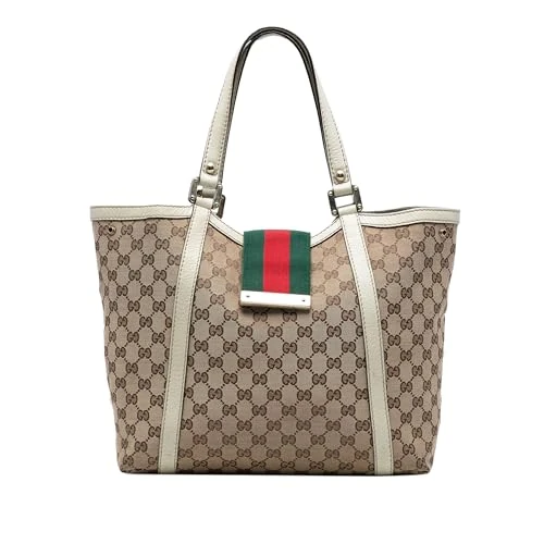 Gucci Pre-Loved GG Canvas Web New Ladies Tote Bag