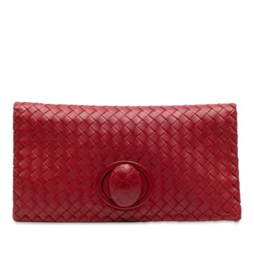 Bottega Veneta Pre-Loved Nappa Intrecciato Turn Lock Clutch