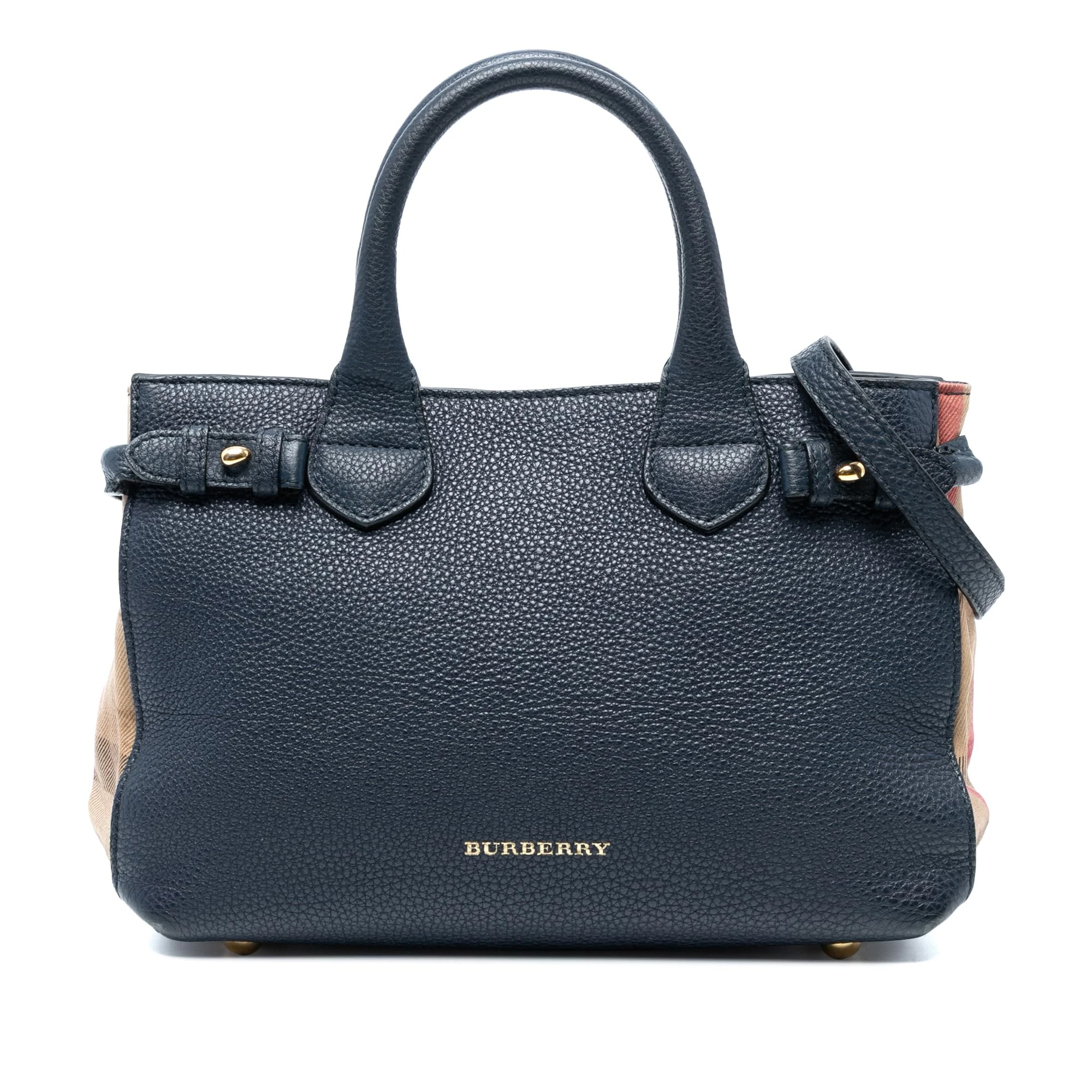 BURBERRY Pre-Loved Medium Leather and House Check Banner Satchel