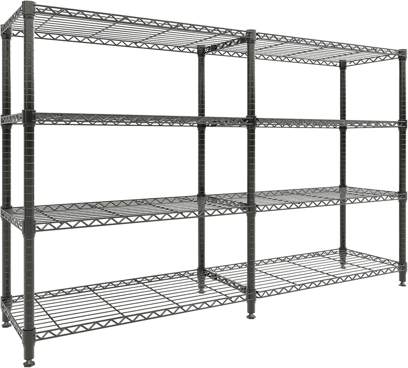 GarveeHome Heavy Duty Metal Shelving Unit 4 Shelves Each 120 kg Load Capacity Storage Shelf 150 x 35 x 151 (H) cm Wire Shelving Cellar Shelf Maximum Weight 480 kg, Height Adjustable and Levelling Feet