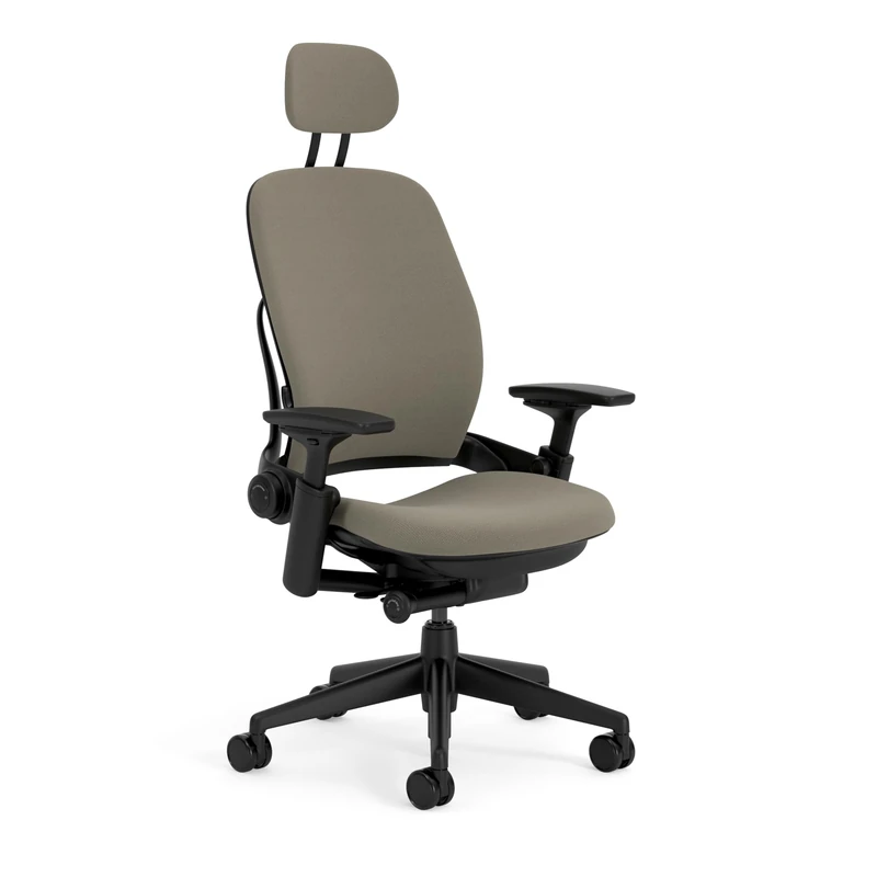 Steelcase Leap Ergonomic Office Chair With LiveBack Lumbar Support And S-Shaped Flexible Backrest, Adjustable Headrest Taupe; Made in Europe