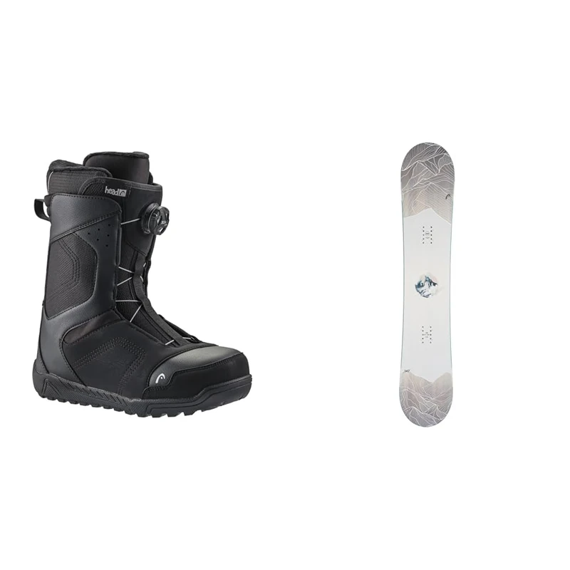 HEAD Rev Boa Coiler, Unisex Adult Snowboard Boots, Black 255 incl. Head Rush Snowboard, 143